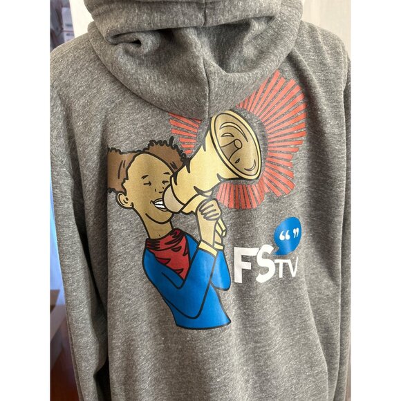 Free Speech TV Gray Graphic Print Zip-Up Hoodie By Bella+Canvas XL - Picture 4 of 8